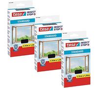 tesa Insect Stop Moustiquaire standard pour fenêtre - Découpable - Protection anti-moustiques sans perçage - 3 filets anti-mouches - Anthracite - 110 x 130 cm