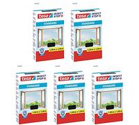 tesa Insect Stop Standard 55670-00021 Lot de 5 moustiquaires pour fenêtre avec bande Velcro Anthracite 1 x 1 m
