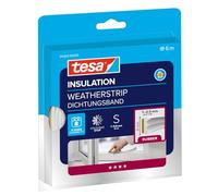 tesa INSULATION Bande d'étanchéité S - Joint en caoutchouc autocollant pour l'isolation des fentes des fenêtres et des portes - Blanc - 6 m x 9 mm x 4 mm