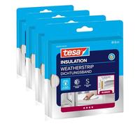 tesa INSULATION Bande d'étanchéité S - Joint en caoutchouc autocollant pour l'isolation des fentes des fenêtres et des portes - Blanc - 6 m x 9 mm x 4 mm (Lot de 4)