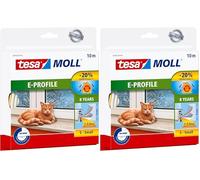 tesa INSULATION Bande d'étanchéité S - Joint en caoutchouc autocollant pour l'isolation des fentes sur les fenêtres et les portes - Blanc - 10 m x 9 mm x 4 mm (Lot de 2)
