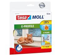 tesa INSULATION Bande d'étanchéité S - Joint en caoutchouc autocollant pour l'isolation des fentes sur les fenêtres et les portes - Blanc - 10 m x 9 mm x 4 mm