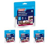tesa INSULATION Bande d'étanchéité S - Joint en caoutchouc autocollant pour l'isolation des fentes sur les fenêtres et les portes - Marron - 6 m x 9 mm x 4 mm (Lot de 4)