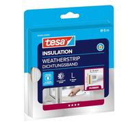 tesa INSULATION Joint en caoutchouc L - Joint autocollant pour l'isolation des fentes sur les fenêtres et les portes - Blanc - 6 m x 9 mm x 5,5 mm