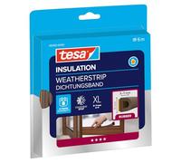 tesa INSULATION Joint en caoutchouc XL - Joint autocollant pour l'isolation des fentes sur les fenêtres et les portes - Marron - 6 m x 9 mm x 7 mm