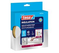 tesa INSULATION Ruban d'étanchéité L - Joint - 25 m x 9 mm x 5,5 mm - Blanc | Joint en caoutchouc autocollant pour calfeutrer les interstices des fenêtres et des portes - Contre le froid et la chaleur