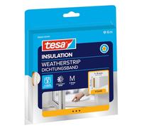 tesa INSULATION Ruban d'étanchéité M - 6 m x 15 mm x 5,5 mm - Blanc | Joint en mousse autocollant pour l'isolation des fenêtres et des portes, protection contre le froid et la chaleur