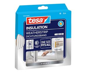 tesa INSULATION Ruban d'étanchéité Premium - 6m x 9mm x 7mm - Transparent | Joint en silicone autocollant destiné à colmater les interstices des fenêtres et des portes - Contre le froid et la chaleur