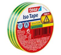 Tesa Isoler Ruban Adhésif pour l'Isolation, le Cerclage et la Fixation de Câbles Électriques jusqu'à 6000 v - Câbles Audio, Vidéo et Alimentation - Ignifuge - 10 m x 15 mm - vert/jaune