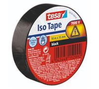 Tesa Isoler Ruban Adhésif pour l'Isolation, le Cerclage et la Fixation de Câbles Électriques jusqu'à 6000 v - Câbles Audio, Vidéo et Alimentation - Ignifuge - 10 m x 15 mm - Noir