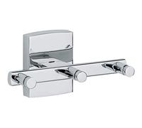 Klaam Crochet porte-serviette 3 têtes 6x12x5,5cm, Métal, Chrome, pose facile sans perçage (40262-00000-00)