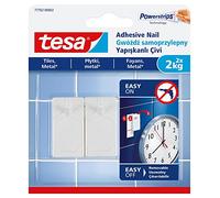 Tesa Lot de 2 clous adhésifs adhésifs pour carrelage et métal 2 kg Pour surfaces lisses et solides dans la salle de bain et la cuisine 2 kg