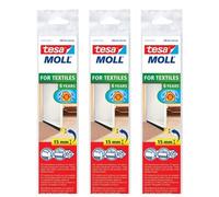 tesa Lot de 3 Calfeutrers Bas de Porte Adhésif Spécial Moquette 1m x 40mm x 15mm blanc
