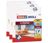 tesa Lot de 3 Calfeutrers Joint Adhésif en D Portes & Fenêtres 6m x 9mm x 8mm Blanc