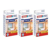tesa Lot de 3 Moustiquaires COMFORT pour fenêtres Dim 120 x 240 cm Blanc