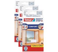 tesa Lot de 3 Moustiquaires Insect Stop COMFORT pour Fenêtre 1,30 m x 1,30 m Blanc