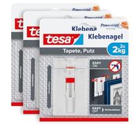 tesa Clou adhésif réglable pour papier peint et crépi Blanc Contenu : 6 pcs