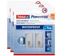 tesa Lot de 3 Sets de 2 Crochets Powerstrips Auto-Adhésifs Waterproof Carré Small
