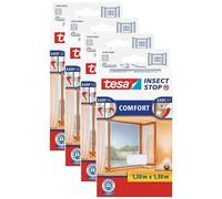 tesa Lot de 4 Moustiquaires Insect Stop COMFORT pour Fenêtre 1,30 m x 1,30 m Blanc