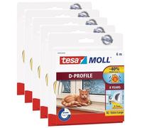tesa Lot de 5 Calfeutrers Joint Adhésif en D Portes & Fenêtres 6m x 9mm x 8mm Blanc