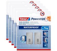 tesa Lot de 5 Sets de 2 Crochets Powerstrips Auto-Adhésifs Waterproof Carré Small