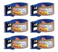 Tesa Lot De 6 Dévidoirs Manuel D'emballage "Pack" + 1 Rouleau Havane Inclus 66 M X 50 Mm