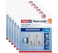 tesa Lot de 6 Sets de 2 Crochets Powerstrips Auto-Adhésifs Waterproof Carré Small