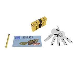 TESA M6503040L Cylindre européen T60, 30 x 40 mm, finition laiton, came courte 13,2 mm