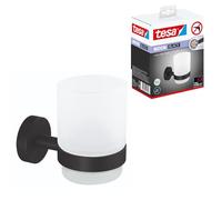 tesa 40566-00000-00 MOON BLACK Gobelet porte-brosse à dents colle noir (mat), verre satiné