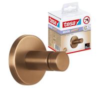 tesa MOON BRONZE Crochet pour serviette - 37 mm x 37 mm x 36 mm | Crochet de salle de bains rond à fixer au mur sans perçage - Métal avec revêtement PVD - Solution adhésive incluse