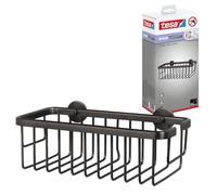 Tesa Moon Etagère de Douche Autocollante, Graphite Brossé - Etage Unique et Extra Profond - Etagère de Douche en Métal, Revêtement PVD - sans Perçage avec Solution Adhésive - 92 mm x 250 mm x 125 mm