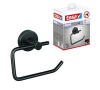 tesa Moon Graphite Porte-Papier Toilette sans Couvercle - 140 x 99 x 53 mm | Porte-rouleau de papier toilette à fixer au mur sans perçage - Graphite brossé - Métal revêtu de PVD - Adhésif incluse