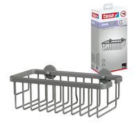 tesa® Moon Grey Panier de Douche - Rangement Profond - Convient aux salles de Bains Modernes - Solution adhésive, sans perçage - Gris Mat, 92 mm x 250 mm x 125 mm