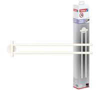tesa® MOON WHITE Porte Serviettes 2 Bras, Blanc Mat, Salle de Bains & WC - Salles de Bains Style Industriel et Modernes - Sans Perçage - 84 mm x 50 mm x 456 mm