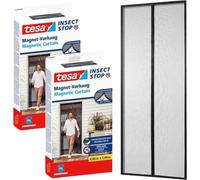 TESA Moustiquaire magnétique pour portes, filet avec aimants, noir, 0,9 x 2,1 m x2