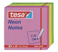 Tesa Neon Bloc-Notes Repositionnables, 75 X 75 Mm, Tricolore