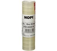 tesa NOPI Ruban Adhésif - 10 m x 12 mm - 12 Rouleaux - Transparent | Bande adhésive durable et résistante, offrant une bonne adhérence - Multifonctionnelle et facile à dérouler