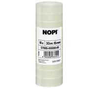 tesa NOPI - Ruban Adhésif - 33 m x 15 mm - 10 Rouleaux - Transparent | Bande adhésive durable et résistante, offrant une bonne adhérence - Multifonctionnelle et facile à dérouler