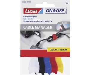 TESA On & Off 55236-00-00 Collier de serrage auto-agrippant pour grouper partie velours et partie agrippante (L x l) 200 mm x 12 mm multicolore 5 pc(s)