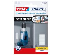 tesa Bandelette auto-agrippante à coller On & Off 55228-03-00 extra-fort 100 x 50 mm Blanc 2 pièces