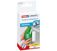 tesa On & Off Bande Auto-Agrippante - Ruban Auto-Agrippant Adhésif pour la Fixation Rapide des Objets Légers - Blanc, 2 cm x 100 cm