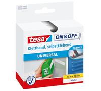 tesa On & Off Bande Auto-Agrippante - Ruban Auto-Agrippant Adhésif pour la Fixation Rapide des Objets Légers - Blanc, 2 cm x 250 cm
