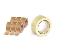 Tesa pack 4713 Ruban Adhésif d'Emballage de Colis en Lot de 6 - Adhésif Papier & OFITURIA Ruban d'emballage transparent pour emballer des boîtes en carton pour l'expédition