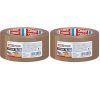 Tesa Pack Extreme Ruban Adhésif d'Emballage Qualité Supérieure - Résistant à la Déchirure - Idéal pour l'Emballage de Colis et Objets Lourds - Marron - 50 m x 50 mm (Lot de 2)