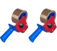 Tesa PACK Lot Dérouleur + Ruban d'Emballage - Ruban Adhésif d'Emballage avec Support en Polypropylène - Résistant aux UV - Rouleau Marron - 50 m x 48 mm (Lot de 2)