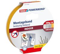 tesa Powerbond INDOOR - Ruban de montage double face pour l'intérieur - très adhésif des deux côtés, pour une fixation permanente - 5 m