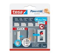 tesa Powerstrips CLICK - 6 x 2 Medium et 8 x 2 Large | Pastilles adhésives auto-agrippantes - Fixer et retirer de la déco aux murs - Sans perçage - Système « ON » et « OFF » Click