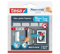 tesa Pastilles adhésives Powerstrips CLICK – Clipser/Déclipser ON/OFF – 6x2 M, 8x2 L, 14 paires