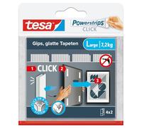 tesa Powerstrips CLICK - Pastilles Adhésives à Clipser et Déclipser pour Cadres et Décorations Murales sans Percer - Pastilles Adhésives à Clipser avec Système ON et OFF - Large - 4 x 2 Pièces