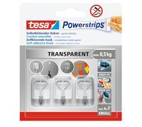 tesa Crochet mural adhésif Powerstrips Wired Hook Small – fil amovible, transparent, 3 crochets